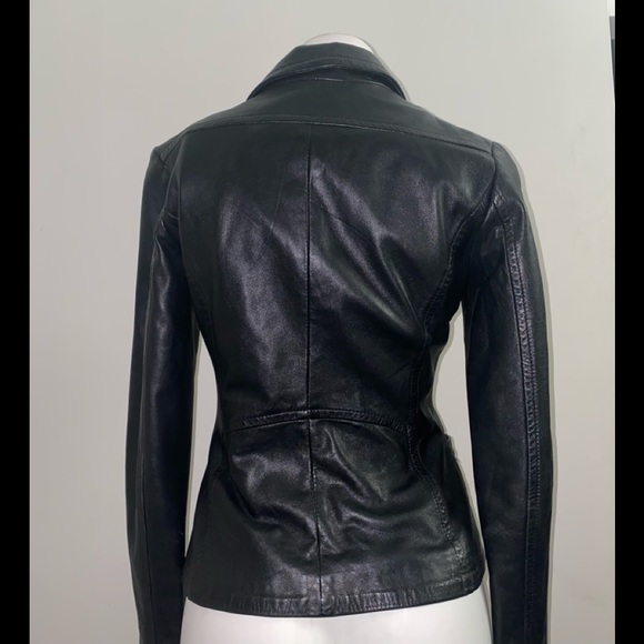 Damier Genuine Leather Fitted Jacket - Picture 2 of 4